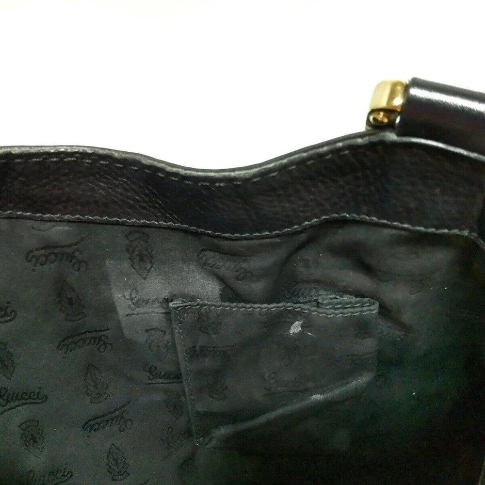 Gucci Black Embossed Leather Shoulder Bag with Gold Hardware - Picture 8 of 9
